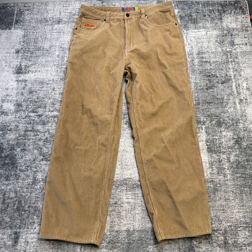 Empyre Corduroy Pants Mens 34 Khaki Relax Loose Wide Wale Straight Skate Surf